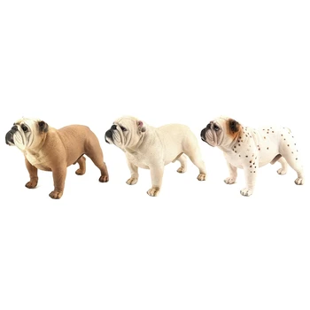 Bulldog Simülasyon Köpek Modeli Figürler Masaüstü Süsler Koleksiyonu ev ofis dekorasyonu Zanaat Hediye Çocuk Hediyeler