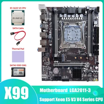 X99 Anakart LGA2011 - 3 bilgisayar anakartı İle E5 2620 V3 CPU + SATA3 SSD 128G + Termal Ped + SATA Kablosu