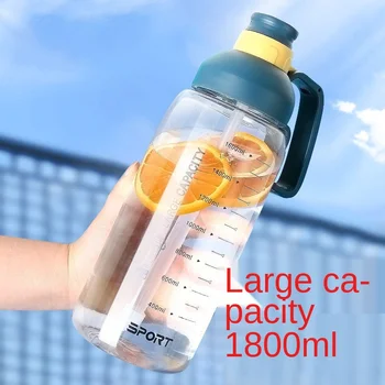 1800 ML Su Şişeleri 60 Oz Büyük Kapasiteli Spor Açık Taşınabilir İnşaat Ölçekli Damla geçirmez Plastik spor kupası