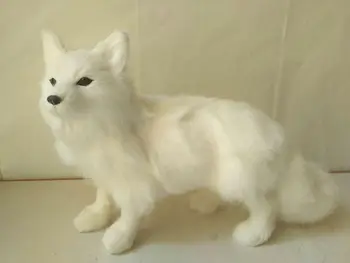 beyaz güzel tilki modeli polietilen ve kürk ayakta tilki oyuncak yaklaşık 35x23 cm 1288