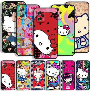 Hello Kitty Kedi Karikatür Telefon Kılıfı İçin Xiaomi POCO F4 F3 X4 X3 GT F2 F1 M4 M3 C31 X2 Cıvı Pro NFC Siyah Kapak