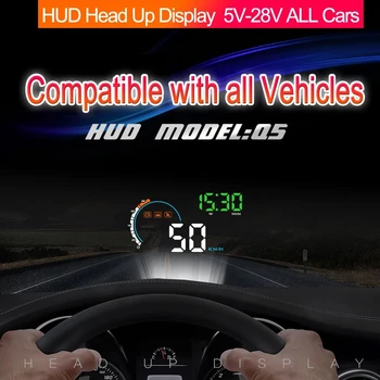Q5 HUD Yeni GPS Evrensel Araba Head Up Display Monitör Speedometers Aşırı Hız Uyarı Yeni Cam Projektör Cam Ekran