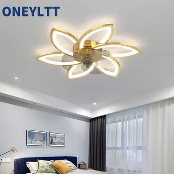 Yeni Çiçek LED tavan vantilatörü Lambası Uzaktan Kumanda İle Ayarlanabilir Hız Kısılabilir Sallayarak Kafa Tavan Lambası Oturma Odası Yatak Odası İçin