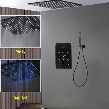 Akıllı Duş Sistemi Siyah Banyo Musluk Termostatik Mikser Duvar Dijital Dokunmatik Saptırıcı 20 