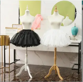 Lotita Petticoats Cosplay Kabarık Etek Bayan Kızlar Jüpon Parti için Beyaz Siyah Bale dans eteği MiniTutu