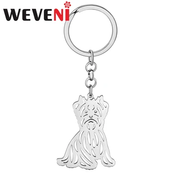 WEVENI Paslanmaz Çelik Gümüş kaplama West Highland Beyaz Terrier Köpek Anahtarlıklar Pet Araba anahtar çantası uğurlu takı Kadınlar Kızlar Için