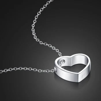 Sıcak satış Fashion100 %925 Ayar Gümüş Kolye Yeni Basit Kalp Kolye gerdanlık Kadın Marka charm Katı gümüş takı
