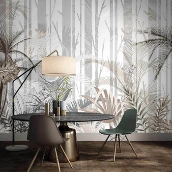 Özel 3D Duvar El Boyalı Orman Ağacı Bitki Palmiye Yaprakları Büyük duvar tablosu Oturma Odası Yatak Odası Arka Plan Fotoğraf Duvar Kağıdı