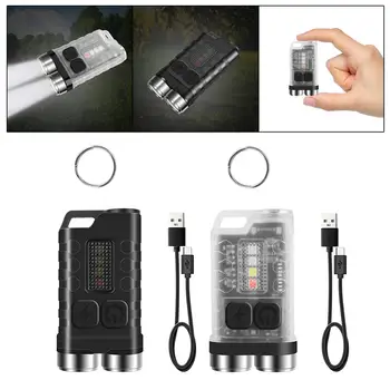 Taşınabilir cep feneri USB şarj edilebilir su geçirmez çift ışıkları anahtarlık ile süper parlak 900LM kamp için açık yürüyüş