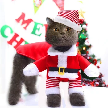 Noel Noel Baba Giysileri Küçük Kediler Köpekler İçin Noel Yeni Yıl Pet Kedi Giyim Kış Yavru Köpek Ceket Kedi Kostümleri