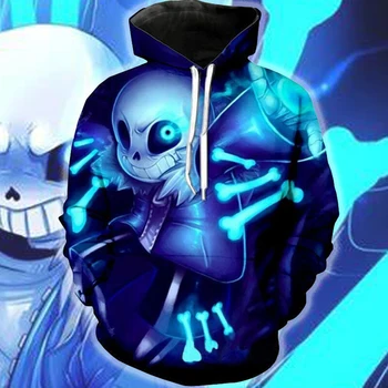 Yeni Undertale hoodies Mavi kafatası Sans desen 3D baskı Ceket Kazak Cadılar Bayramı cosplay kostüm Moda Ceket Üst