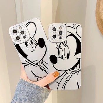 Disney Mickey Minnie Telefon Kılıfı için iPhone 13 12 Mini 11 Pro Xs Max XR 6 7 8 SE 2 Elektro Gümüş Kaplama Yumuşak Kabuk Muhafaza