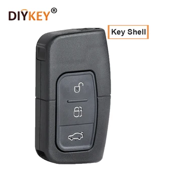 DIYKEY 3 Düğmeler Akıllı Uzaktan araba anahtar kovanı Fob Kesilmemiş Bıçak İle HU101 Çip Yok Ford Fiesta Odak C-max Galaxy