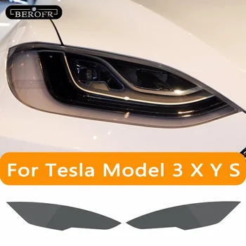 Tesla Modeli 3 X Y Model S Araba Far Tonu Duman Siyah Koruyucu ön ışık Filmi koruma şeffaf TPU Sticker 2 ADET