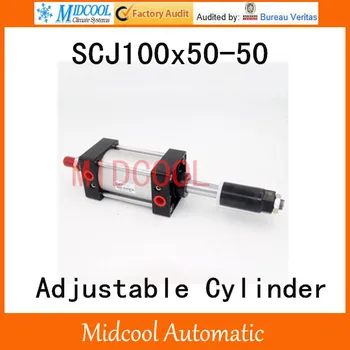 SCJ100x50 - 50 standart hava silindir 50mm ayarlanabilir inme pnömatik silindir tek çubuk 100mm çap 50mm inme