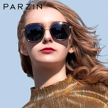 PARZIN Polarize Güneş Gözlüğü Kadın Vintage Yuvarlak güneş gözlüğü Kadın Retro Bayanlar Shades UV Koruma B9905