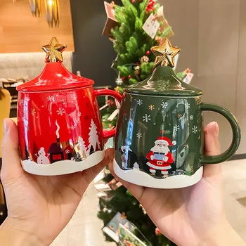 400 ml Merry Christmas Kahve Kupa Yaratıcı Karikatür Seramik Noel Kupa Hediyeler için Onun Aile Arkadaşlar Anne