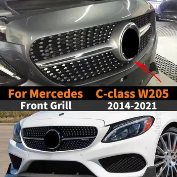 Ön Izgara Yarış Izgara Yüksek Kaliteli Modifiye Tampon Izgarası Dekorasyon Mercedes C W205 2014 2017 2018 2014-2021 Elmas