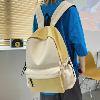 2022 Kadın Sırt Çantası Unisex Su Geçirmez Naylon Patchwork Japon Tarzı Ins Moda Kolej okul çantası Dizüstü Seyahat Sırt Çantası