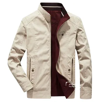Sonbahar ceket ceket erkek yeni bahar düz renk büyük boy pamuklu ceket çift taraflı pamuklu rahat geri dönüşümlü beyzbol 4XL