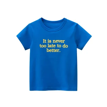 Çocuk giyim Yaz 2023 Yeni Mektup Baskı kısa kollu tişört Kız Bebek Giysileri pamuklu üst giyim Çocuk Giyim Dropshipping