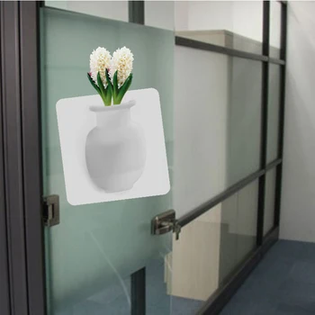 2 adet Silikon Çiçek Vazolar Duvar Vazolar Çıkarılabilir Hava Bitki Tutucu Güçlü Yapışma Saksı Ev Mutfak Ofis YE-Sıcak