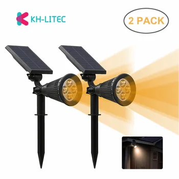 KHLITEC 2 PAKET güneş spot ışığı IP65 Su Geçirmez 4 LED güneş ışıkları güneş enerjili LED bahçe lambası Ayarlanabilir 0 açık Duvar